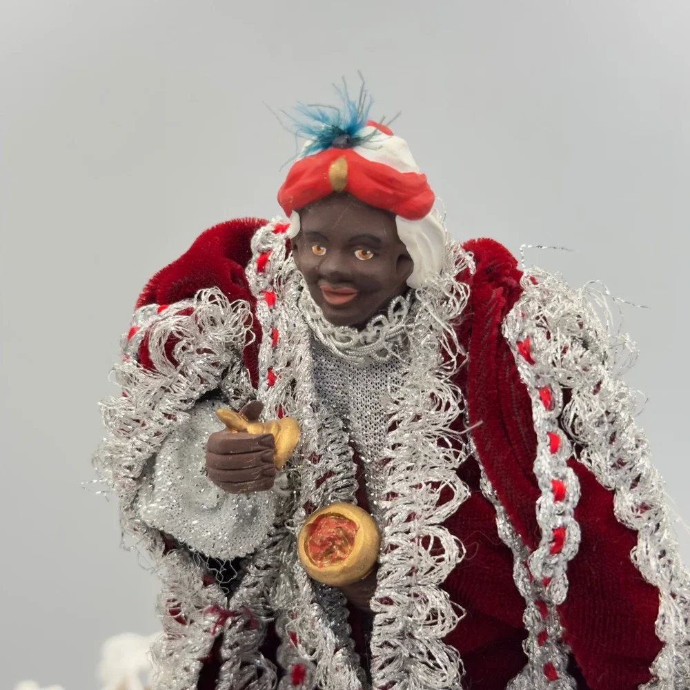 G. Devouassoux Santon‎ de Provence King Balthazar Magi Red Velvet Silver 7.5in
